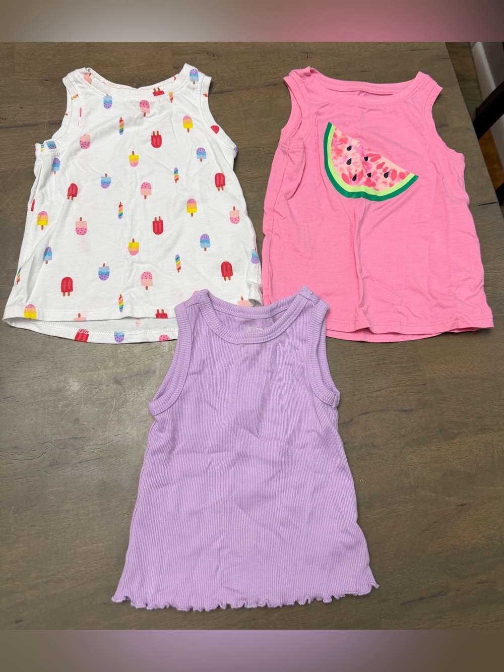 Set of 3 18M Kids' Sleeveless Tank Top Set - Pink, White & Lavender